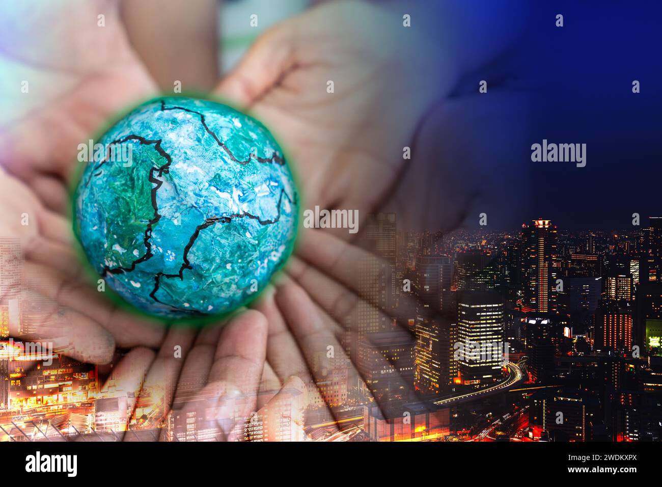 Hands holding earth globe tree in hi-res stock photography and images ...