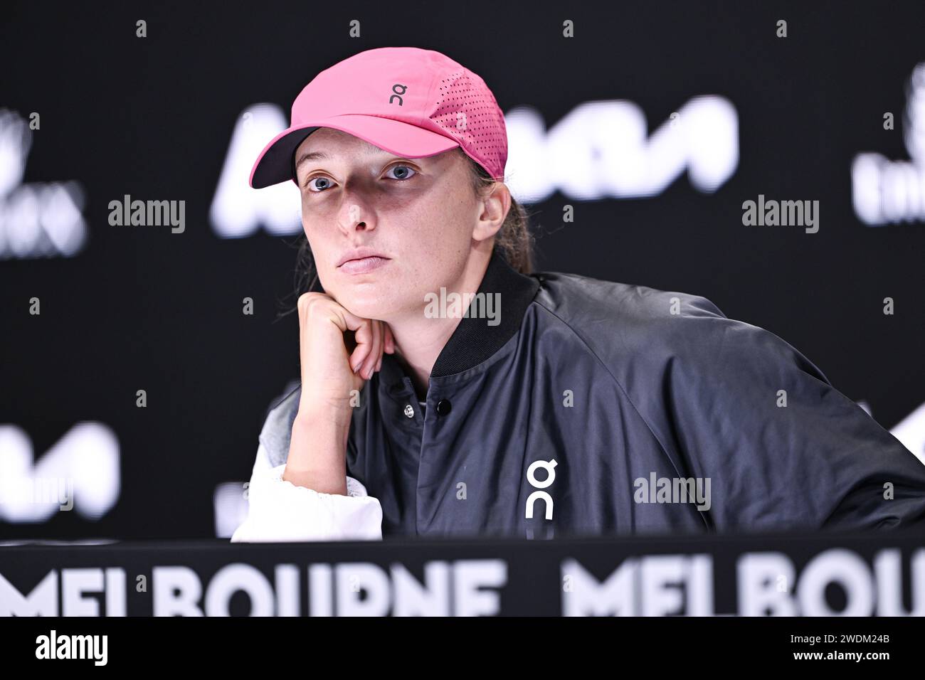 Iga Swiatek during a press conference during the Australian Open AO 2024 Grand Slam tennis