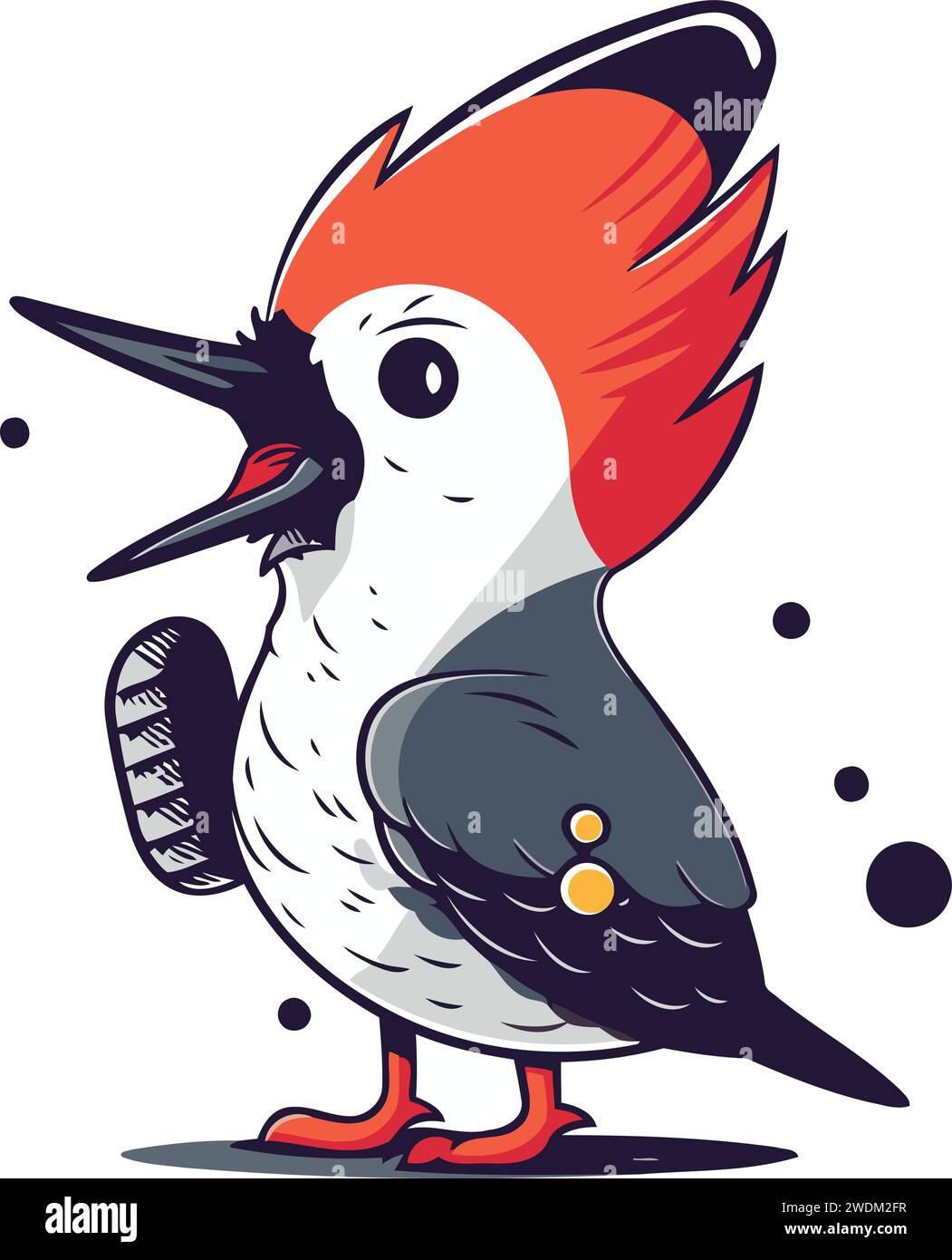 Cute woodpecker cartoon vector illustration isolated on white