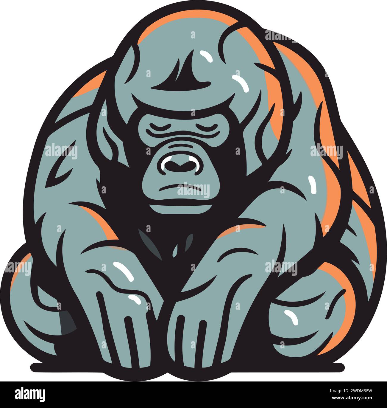 Gorilla cartoon mascot. Vector illustration of a gorilla sitting ...