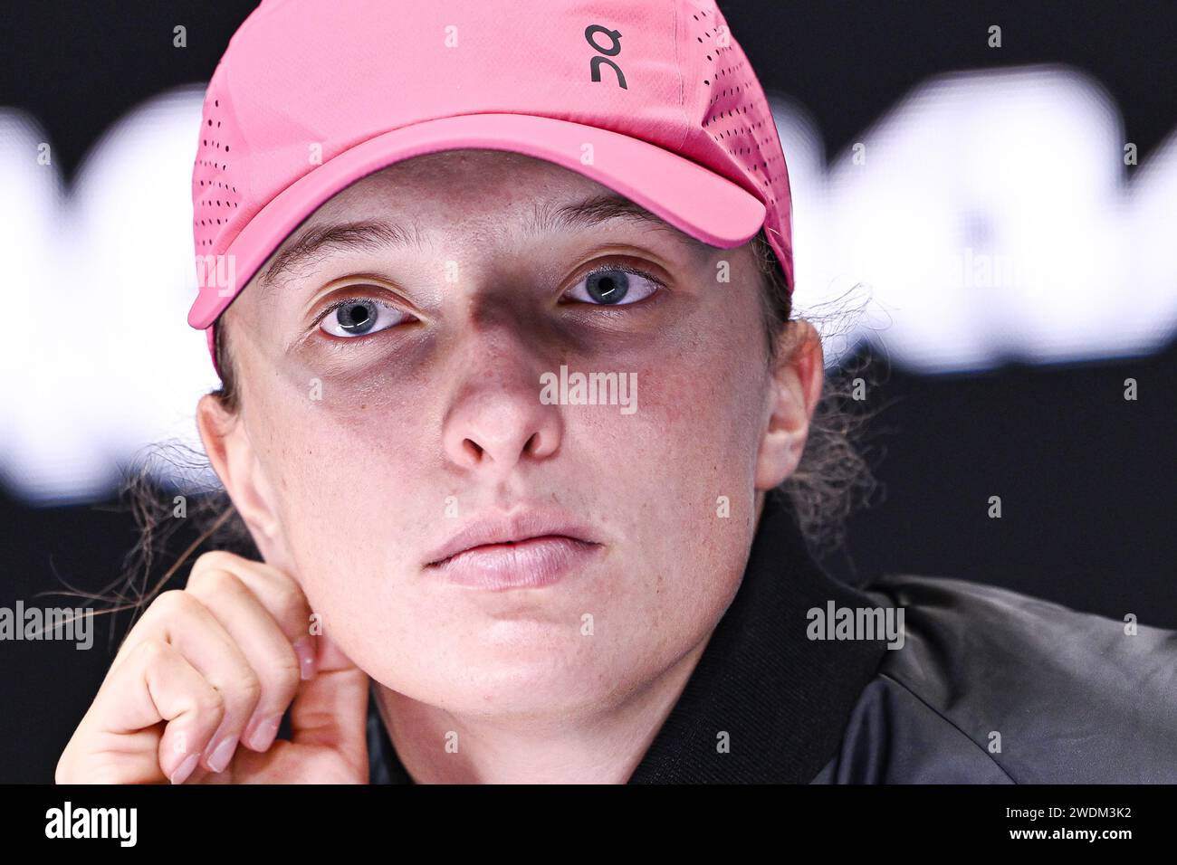 Iga Swiatek during a press conference during the Australian Open AO 2024 Grand Slam tennis