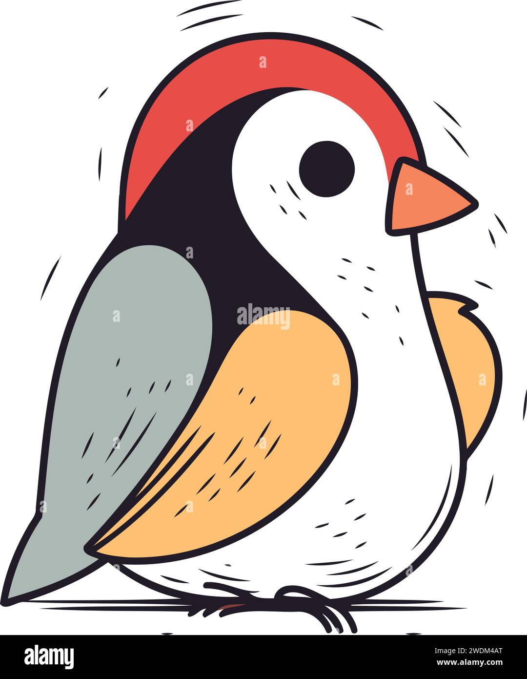 Bullfinch doodle icon. Hand drawn vector illustration. Stock Vector