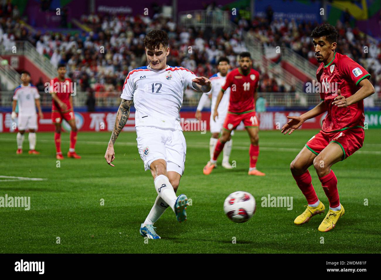 Doha, Qatar. 22 January, 2024. OMAN VS THAILAND ：Group F - AFC Asian Cup Qatar  at Abdullah Bin Khalifa Stadium. Credit: Meng Gao/Alamy Live News Stock Photo