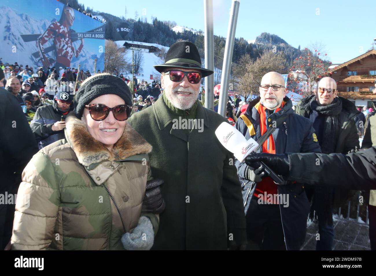 Thill Racing KITZBUEHEL, Austria. , . Arnold SCHWARZENEGGER and partner Heather ...