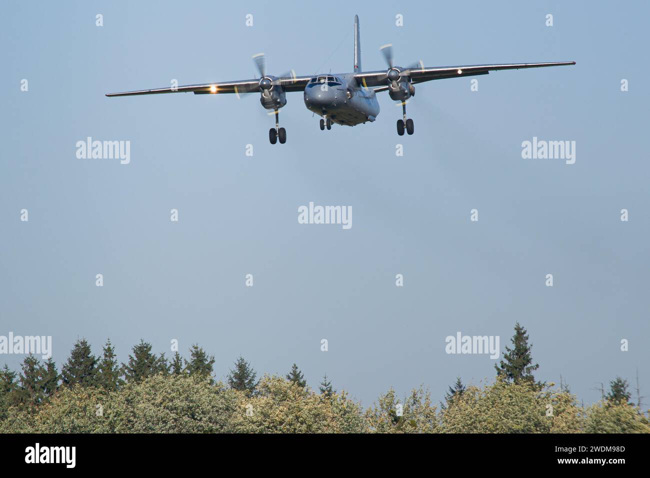 Ukrainian Armed Forces Antonov An-26 landing in Lviv Stock Photo