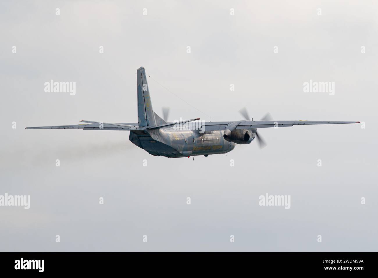 Ukrainian Armed Forces Antonov An-26 'Phoenix' taking off from Lviv Stock Photo