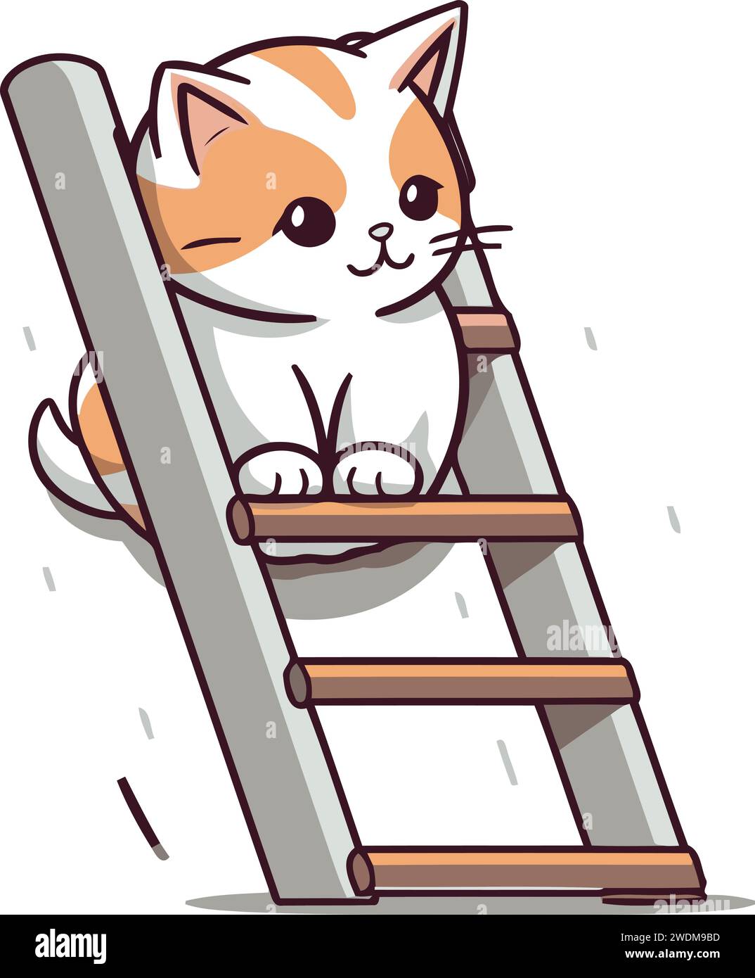 Domestic cat on ladder Stock Vector Images Alamy