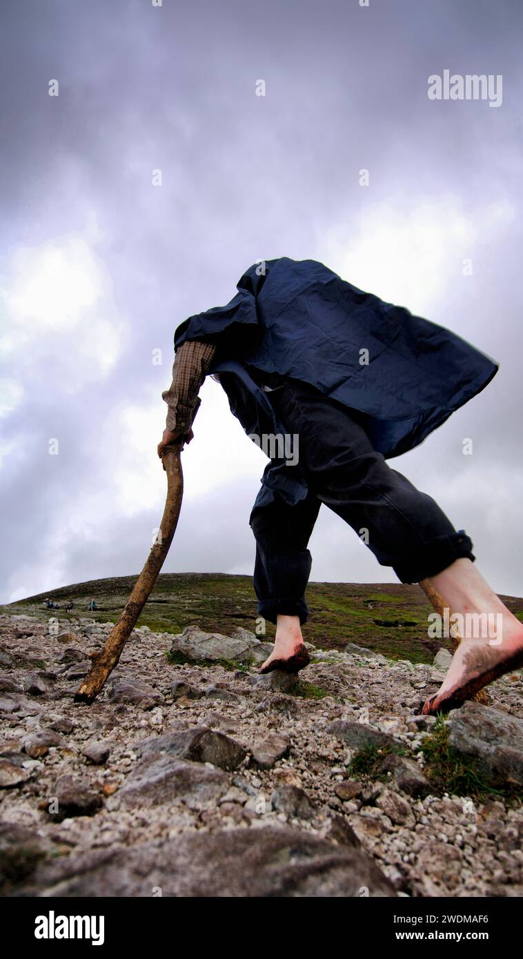 Barefoot man on the Croagh Patrick Reek, County Mayo, Ireland Stock Photo Alamy