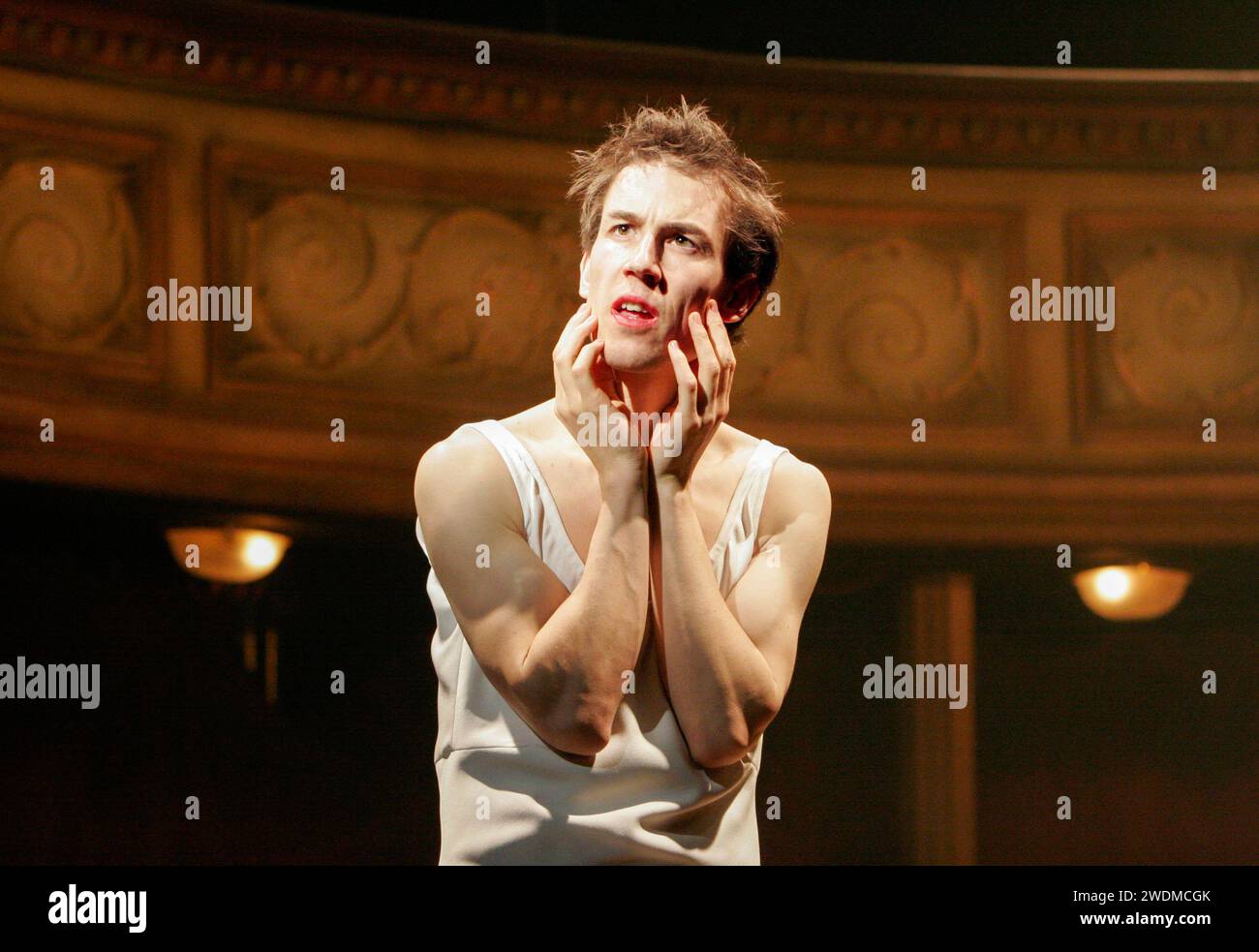 Tobias Menzies (Hamlet) in HAMLET by Shakespeare at the Royal Theatre, Northampton, England  22/03/2005  design: Laura Hopkins  lighting: Mark Jonathan  fights: Terry King  director: Rupert Goold Stock Photo