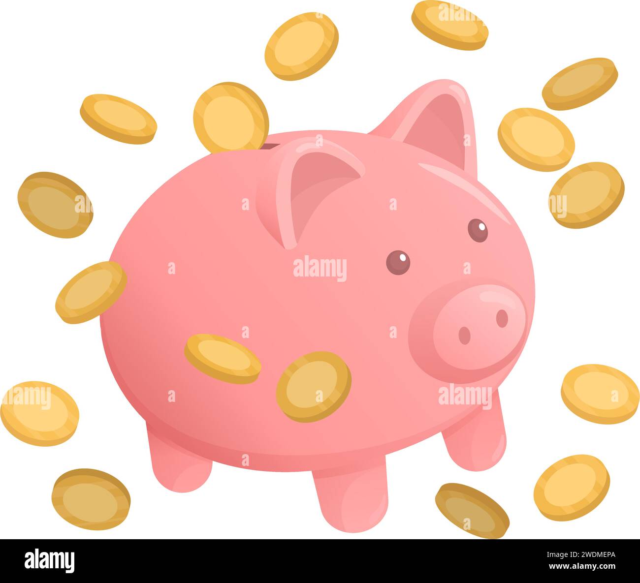 Gold coins and piggy bank: savings and investment concept Stock Vector