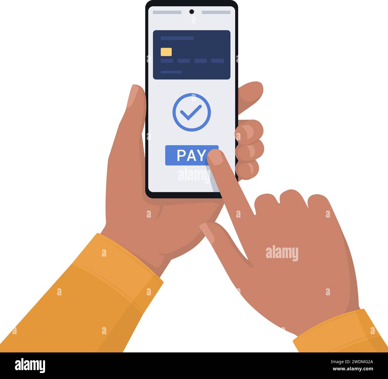 User paying using his digital wallet on smartphone Stock Vector