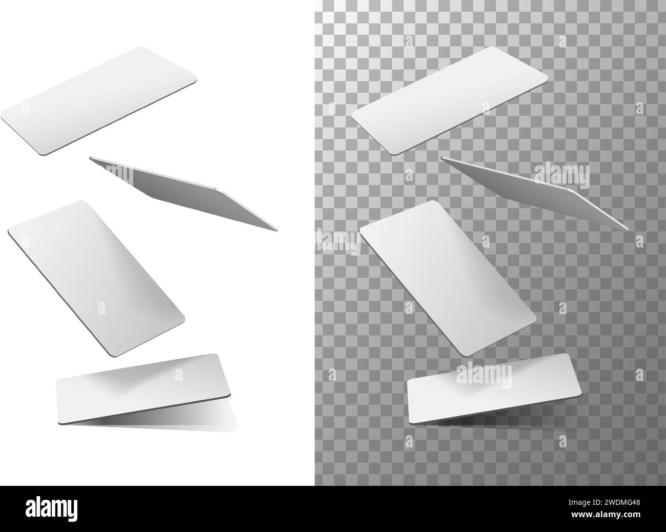 realistic vector icon illustration. Flying blank playing cards ...