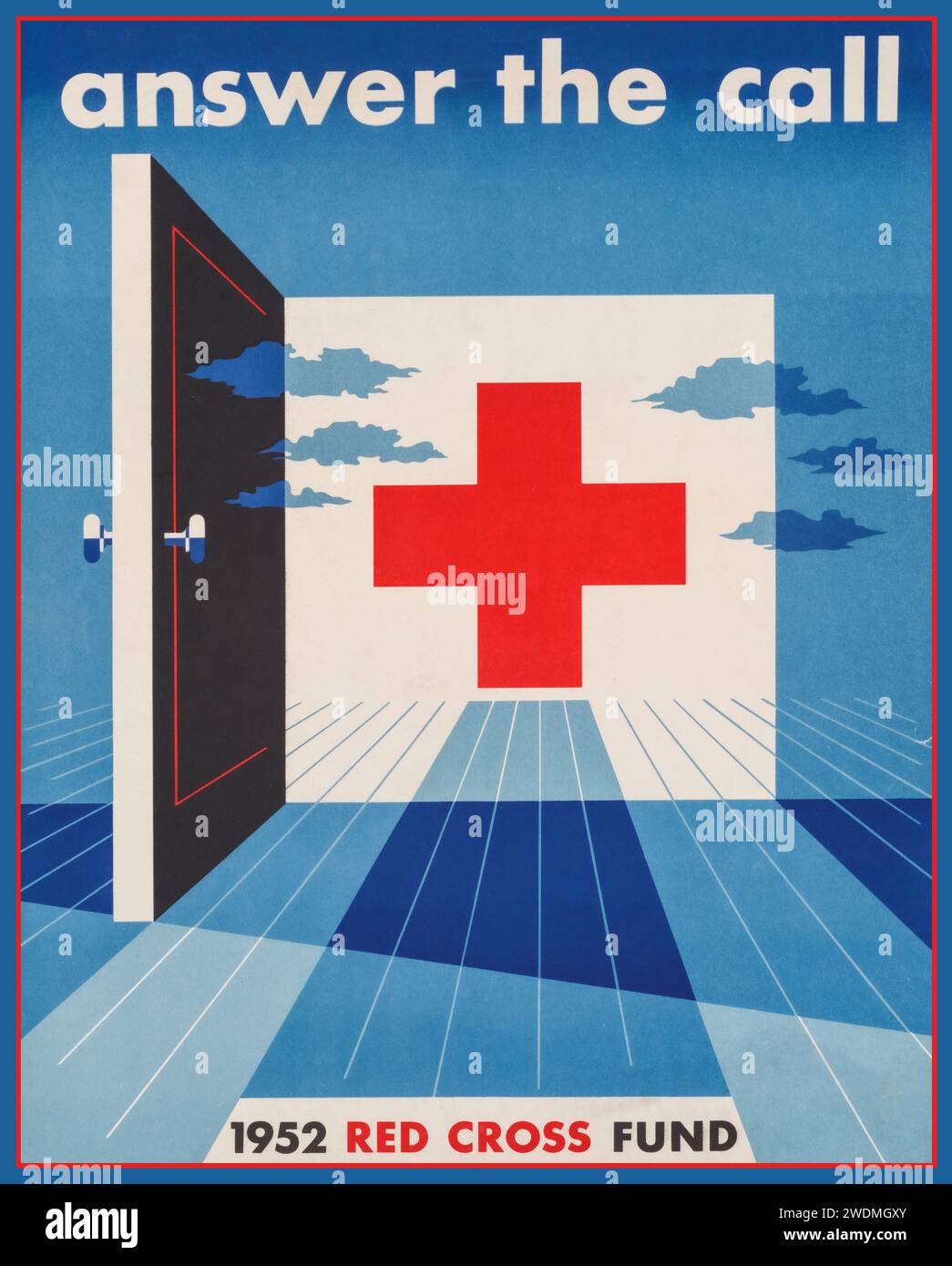 Answer the call: 1952 Red Cross Fund Poster post war propaganda fundraising poster illustration Creator(s): Binder, Joseph, 1898-1972, artist Date Created/Published: [United States] : 1952. Stock Photo
