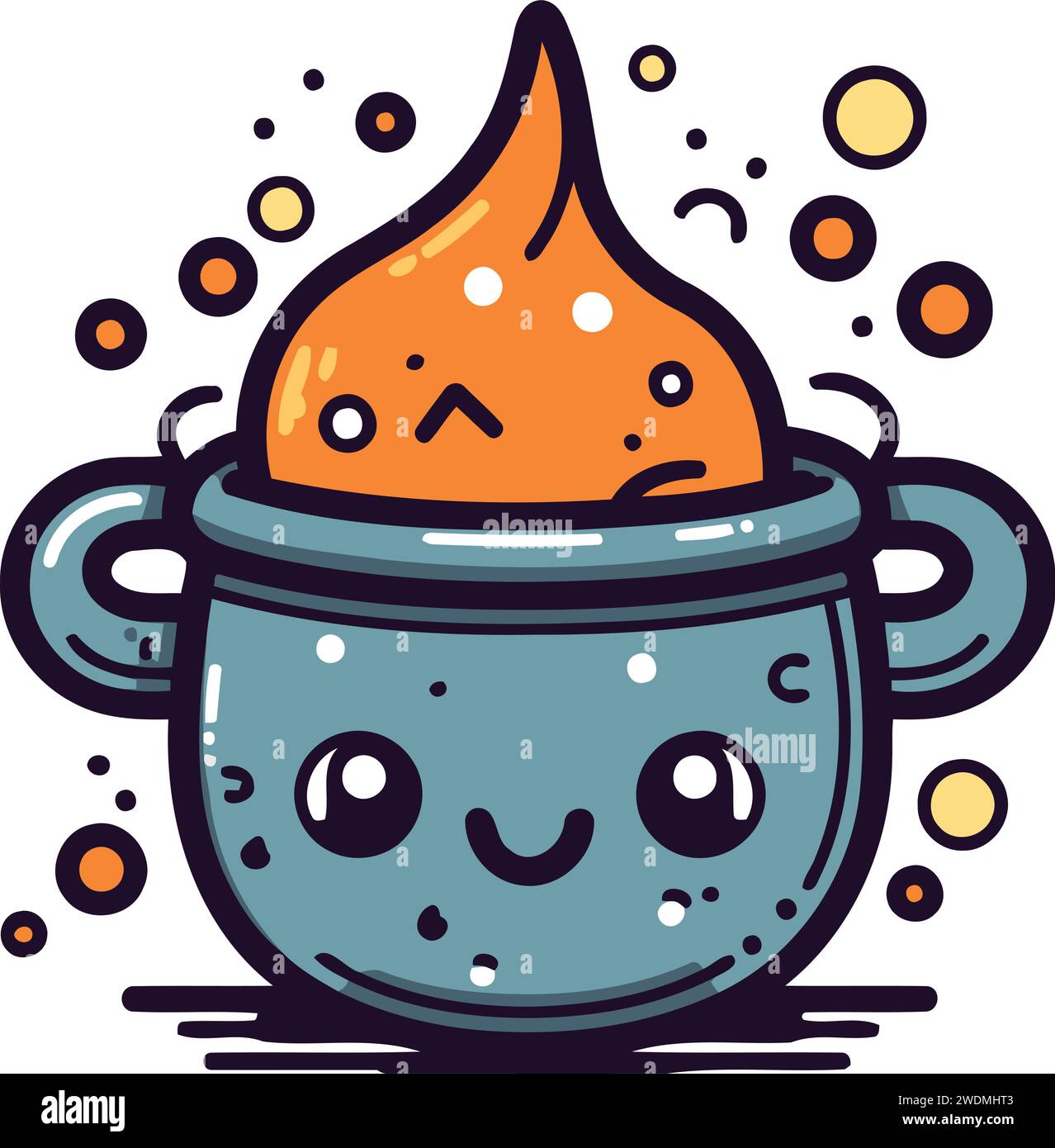 Cute kawaii cauldron. Vector illustration in doodle style Stock Vector ...