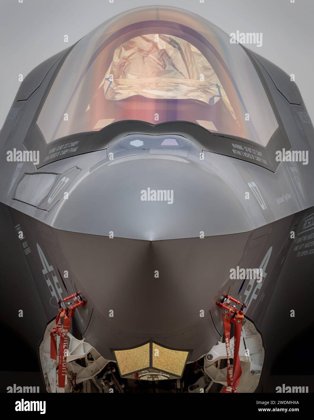 The nose of an F-35 Lightning II on display at America's Airshow 2023 in Miramar, California. Stock Photo