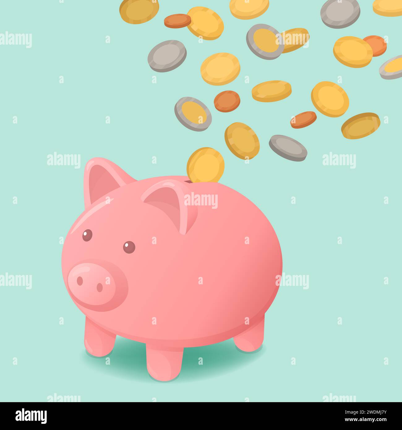Gold coins and piggy bank: savings and investment concept Stock Vector