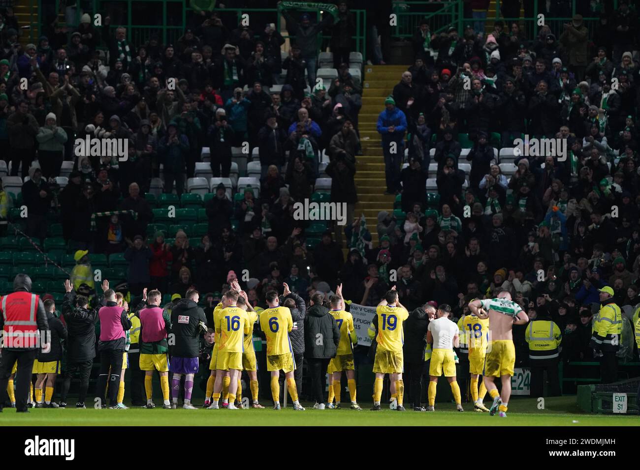 Buckie Thistle players applaud their fans following the Scottish Cup