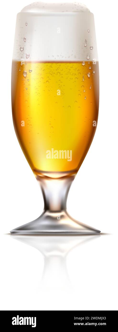 realistic vector icon illustration. Beer mug with foam. Transparent ...
