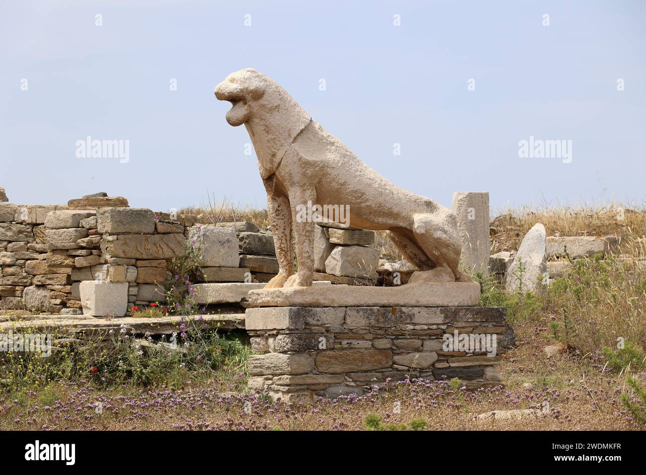 Lion statue from the Terrace of the Lions on the Cyclades island of ...