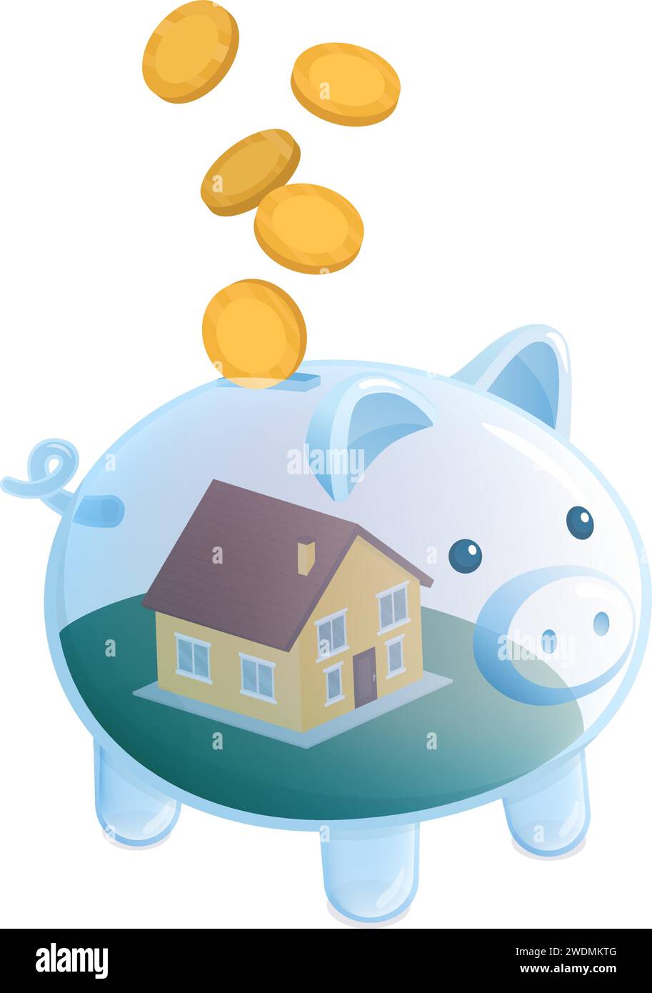 House inside a piggy bank: how to save for a house Stock Vector