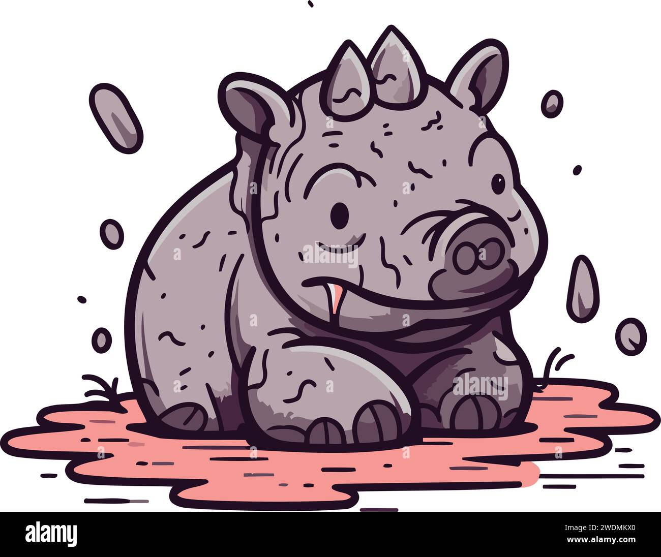 Cartoon hippo. Vector illustration of a cute hippo Stock Vector Image ...