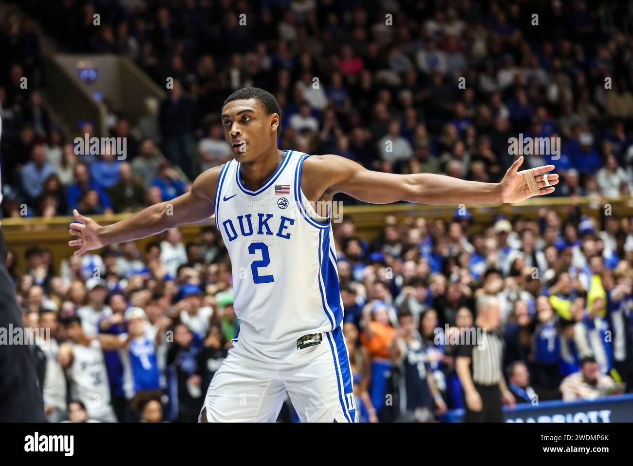 January 20, 2024 Duke University junior Jaylen Blakes (2) looking for