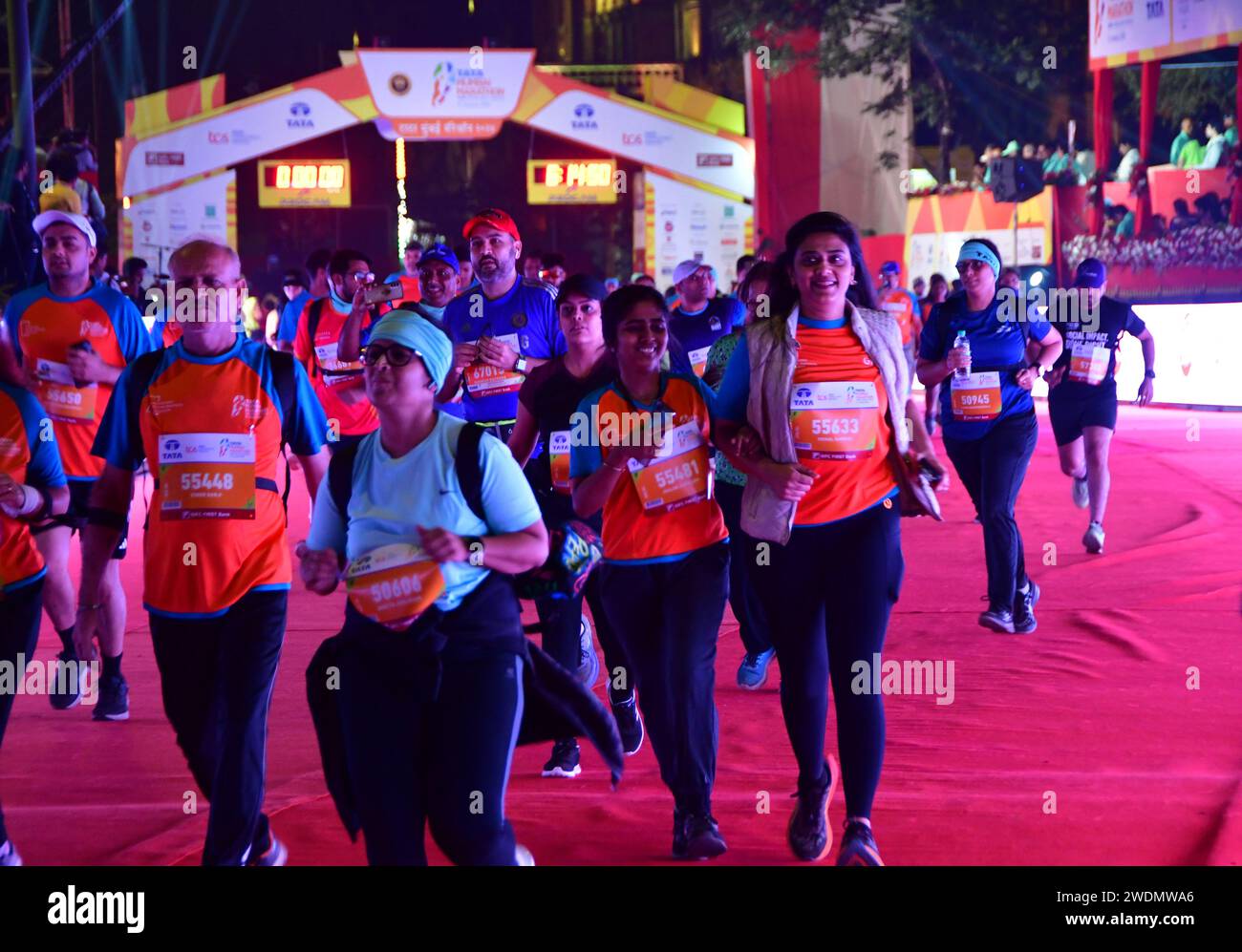 Mumbai, India. 21st Jan, 2024. MUMBAI, INDIA JANUARY 21 Participants run during the TATA
