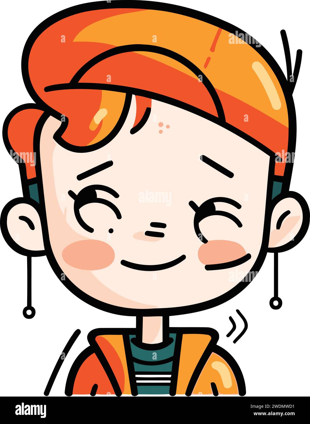 Vector illustration of a cute cartoon boy in orange cap and orange