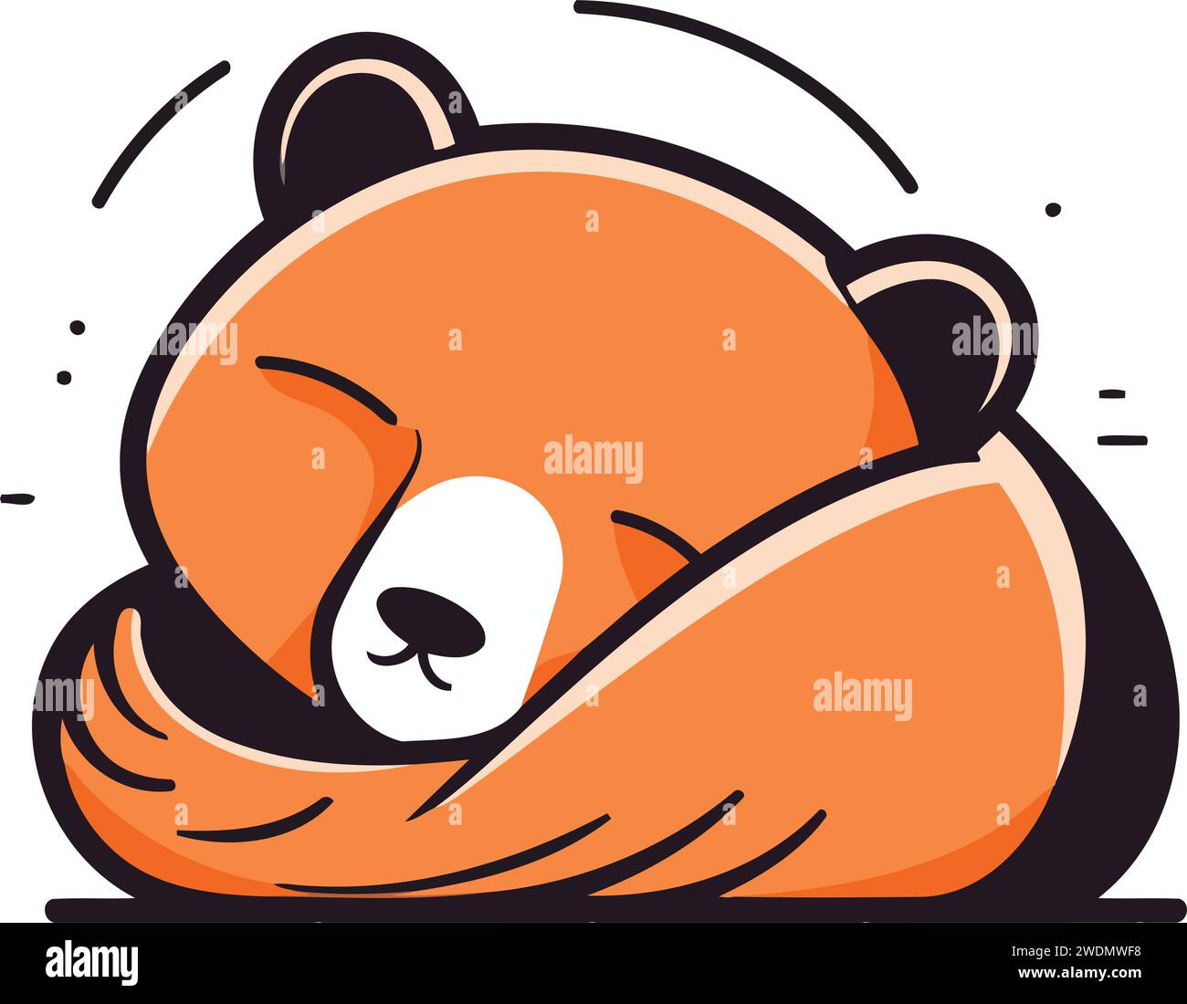 Cute cartoon panda sleeping on a pillow. Vector illustration Stock