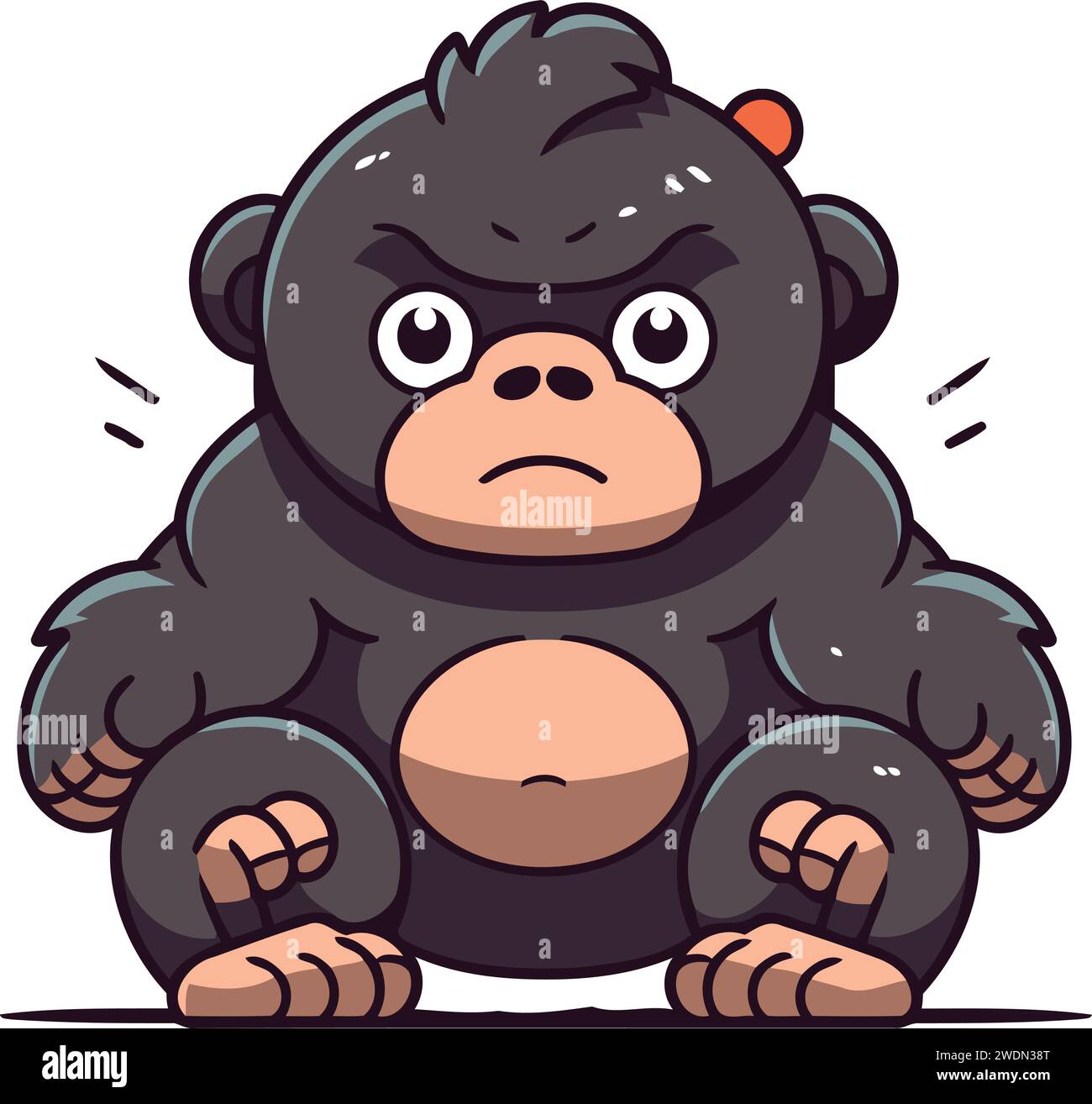 Sad gorilla cartoon character. Vector illustration isolated on a white ...