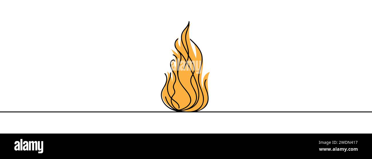 Continuous line of fire. one line Stock Vector Image & Art - Alamy