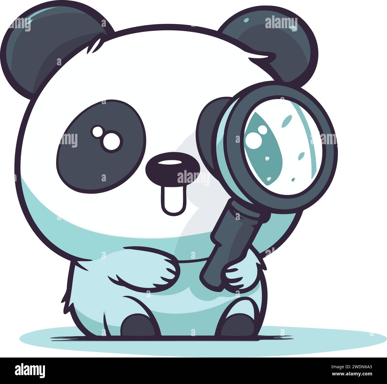 Panda bear with magnifying glass. Cute cartoon vector illustration ...