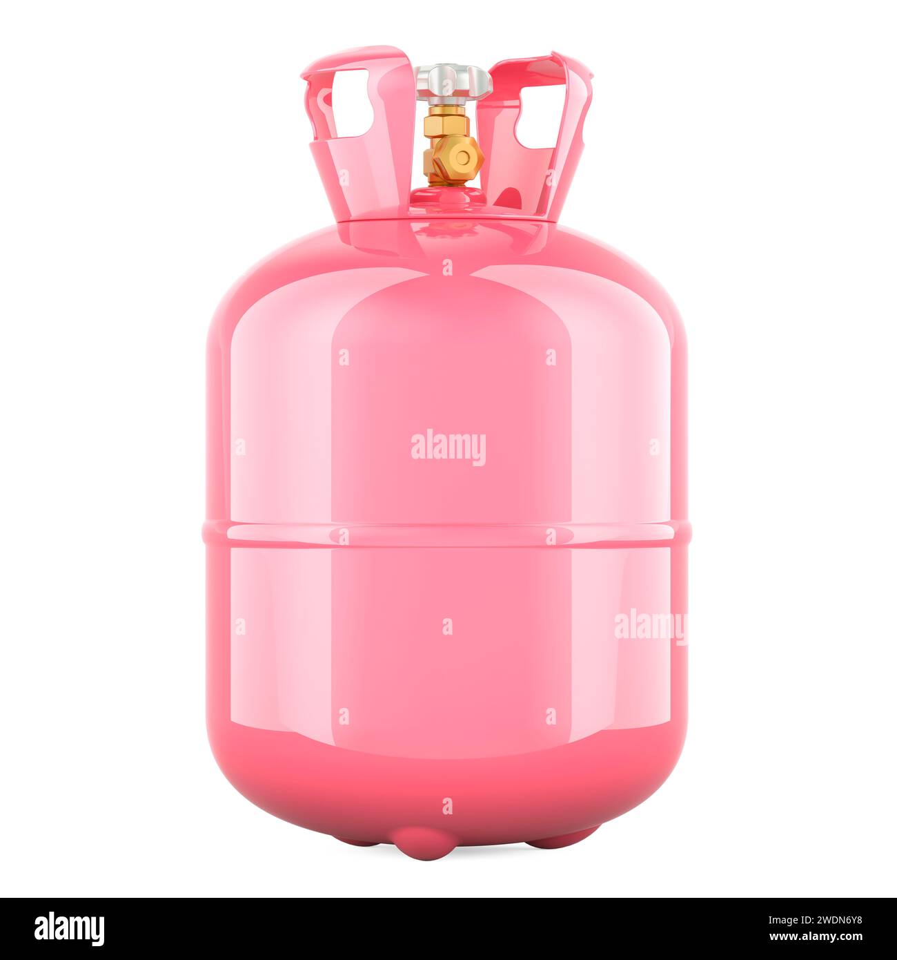 Pink gas cylinder, 3D rendering isolated on white background Stock Photo