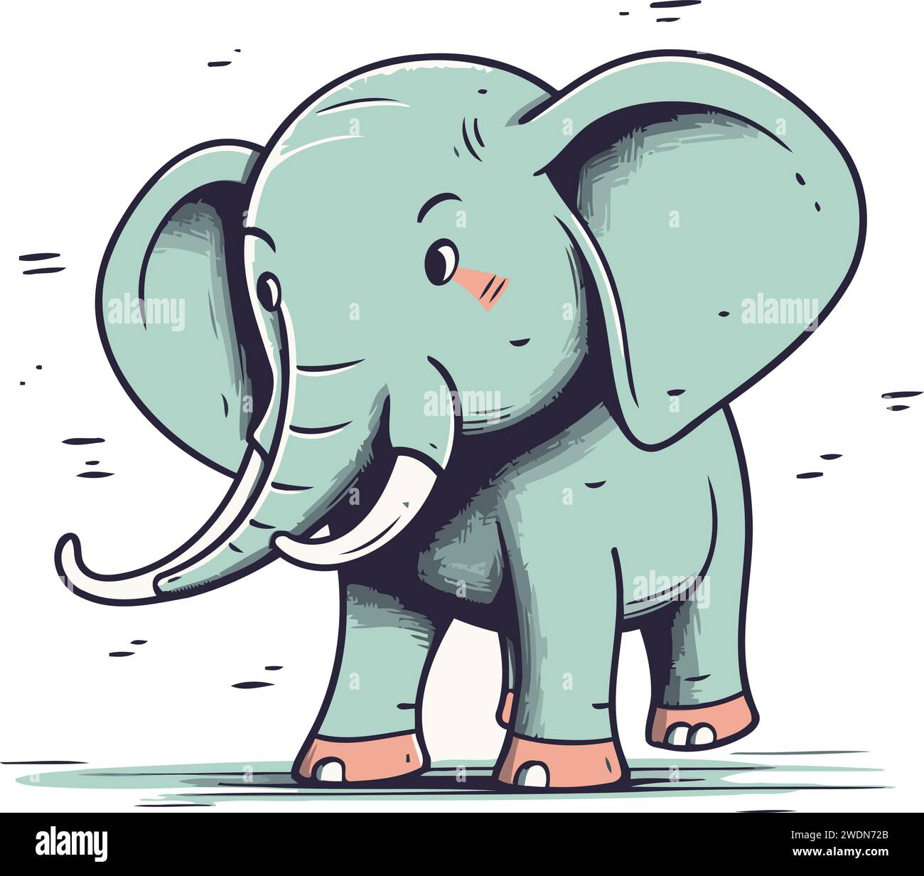 Cute cartoon elephant. Vector illustration isolated on a white ...