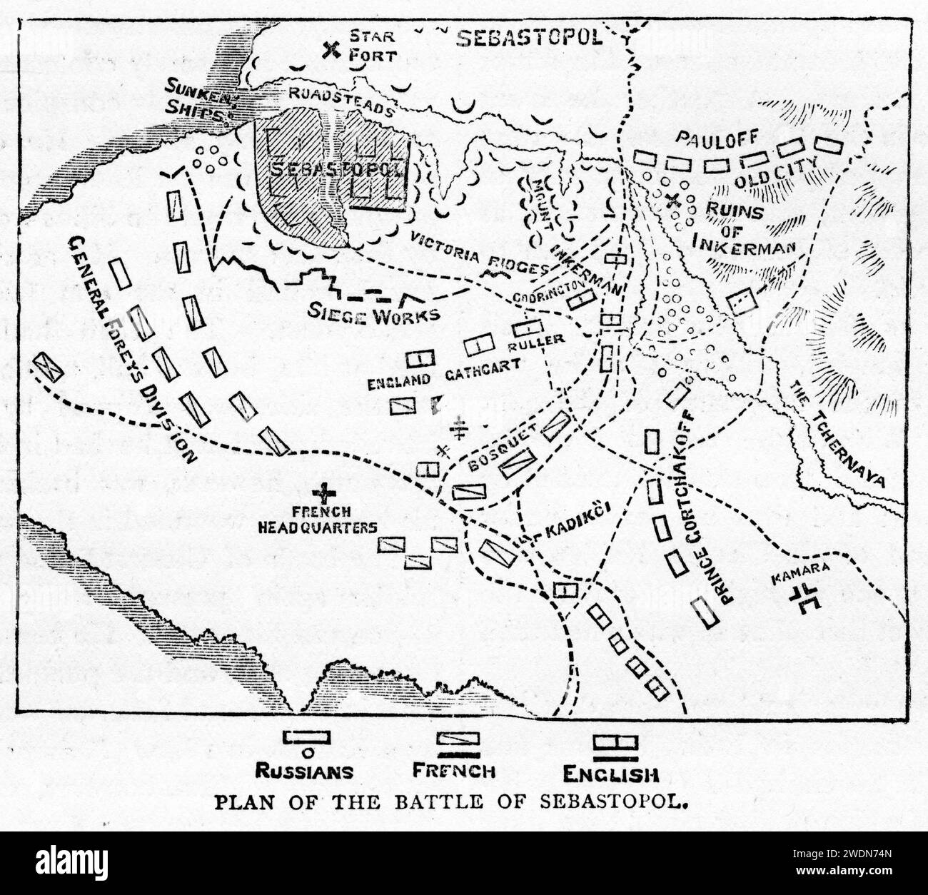 Plan of the battle of Sebastopol, published circa 1880 Stock Photo - Alamy