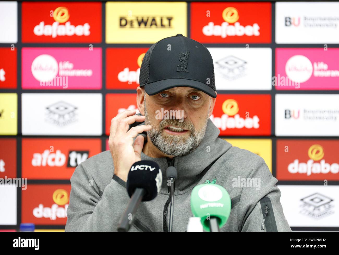 Vitality Stadium, Boscombe, Dorset, UK. 21st Jan, 2024. Premier League Football, AFC Bournemouth versus Liverpool; Jurgen Klopp Manager of Liverpool at the post match conference Credit: Action Plus Sports/Alamy Live News Stock Photo