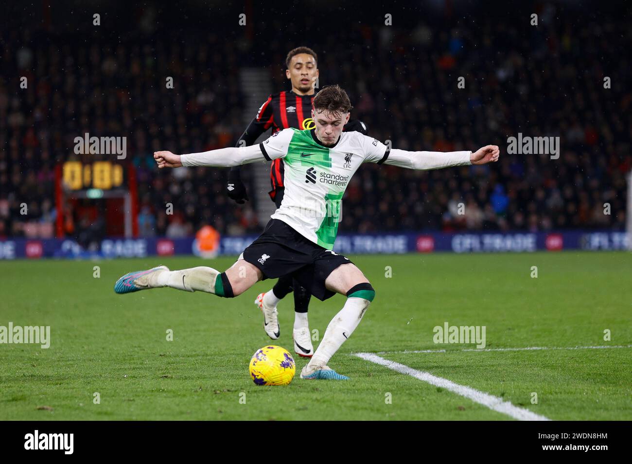 Vitality Stadium, Boscombe, Dorset, UK. 21st Jan, 2024. Premier League Football, AFC Bournemouth versus Liverpool; Conor Bradley of Liverpool shoots at goal Credit: Action Plus Sports/Alamy Live News Stock Photo