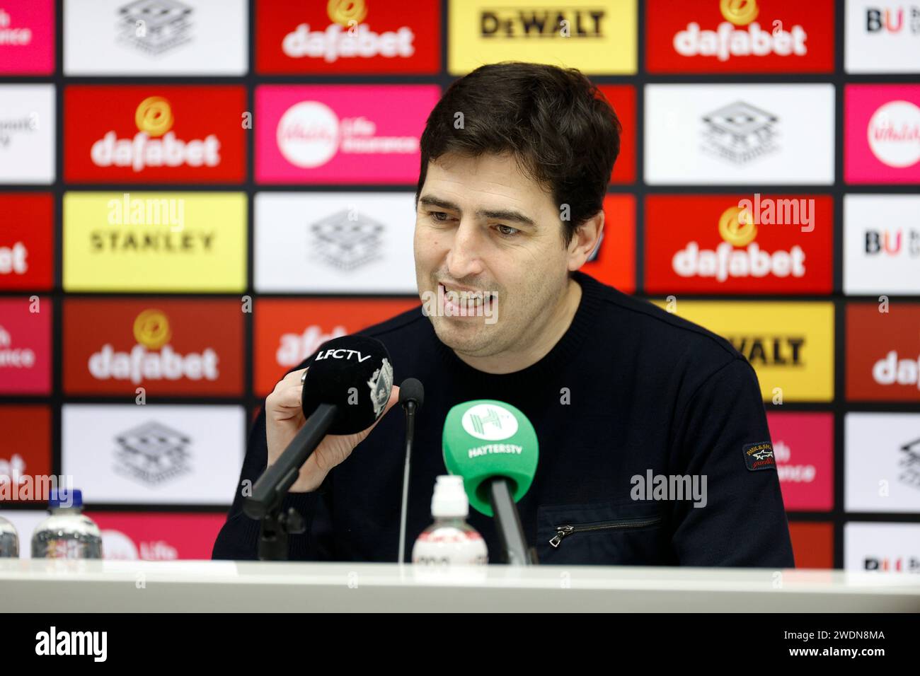 Vitality Stadium, Boscombe, Dorset, UK. 21st Jan, 2024. Premier League Football, AFC Bournemouth versus Liverpool; Andoni Iraola Head Coach of Bournemouth at the post match conference Credit: Action Plus Sports/Alamy Live News Stock Photo