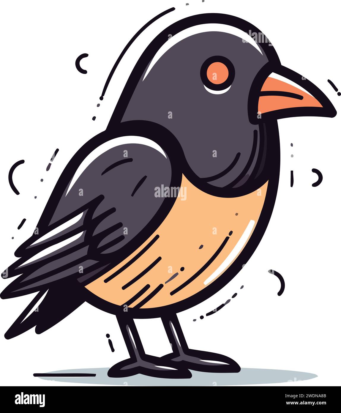 Crow doodle vector illustration. Cute cartoon crow Stock Vector Image