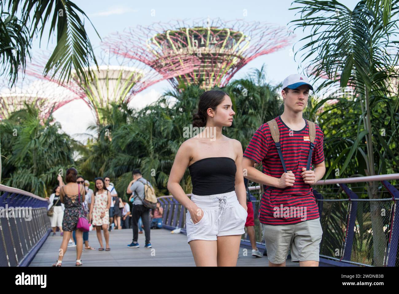 Singapore City, Singapore-September 08,2019: Tourists tour the Gardens by the Bay a nature park in Singapore City. Stock Photo