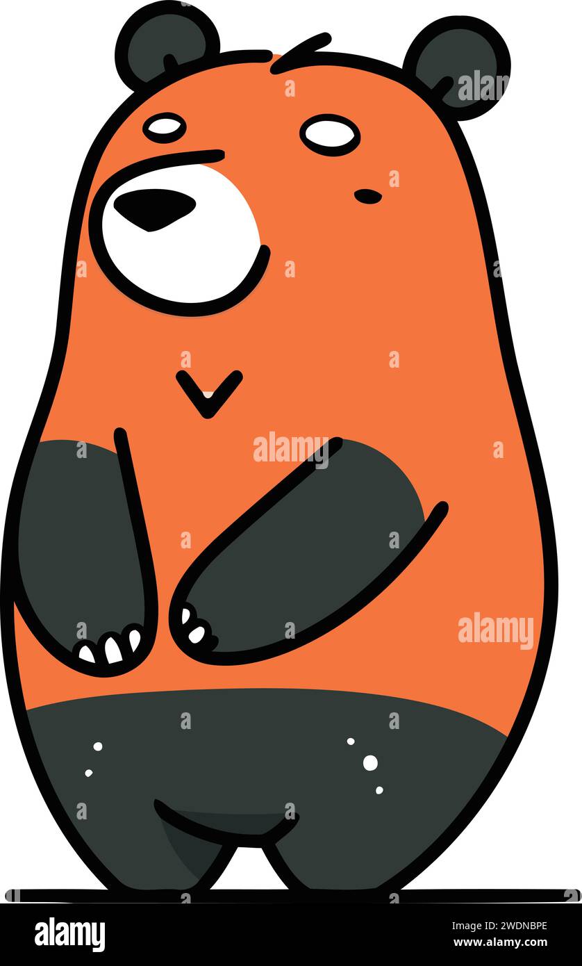 Cute cartoon panda on a white background. Vector illustration Stock