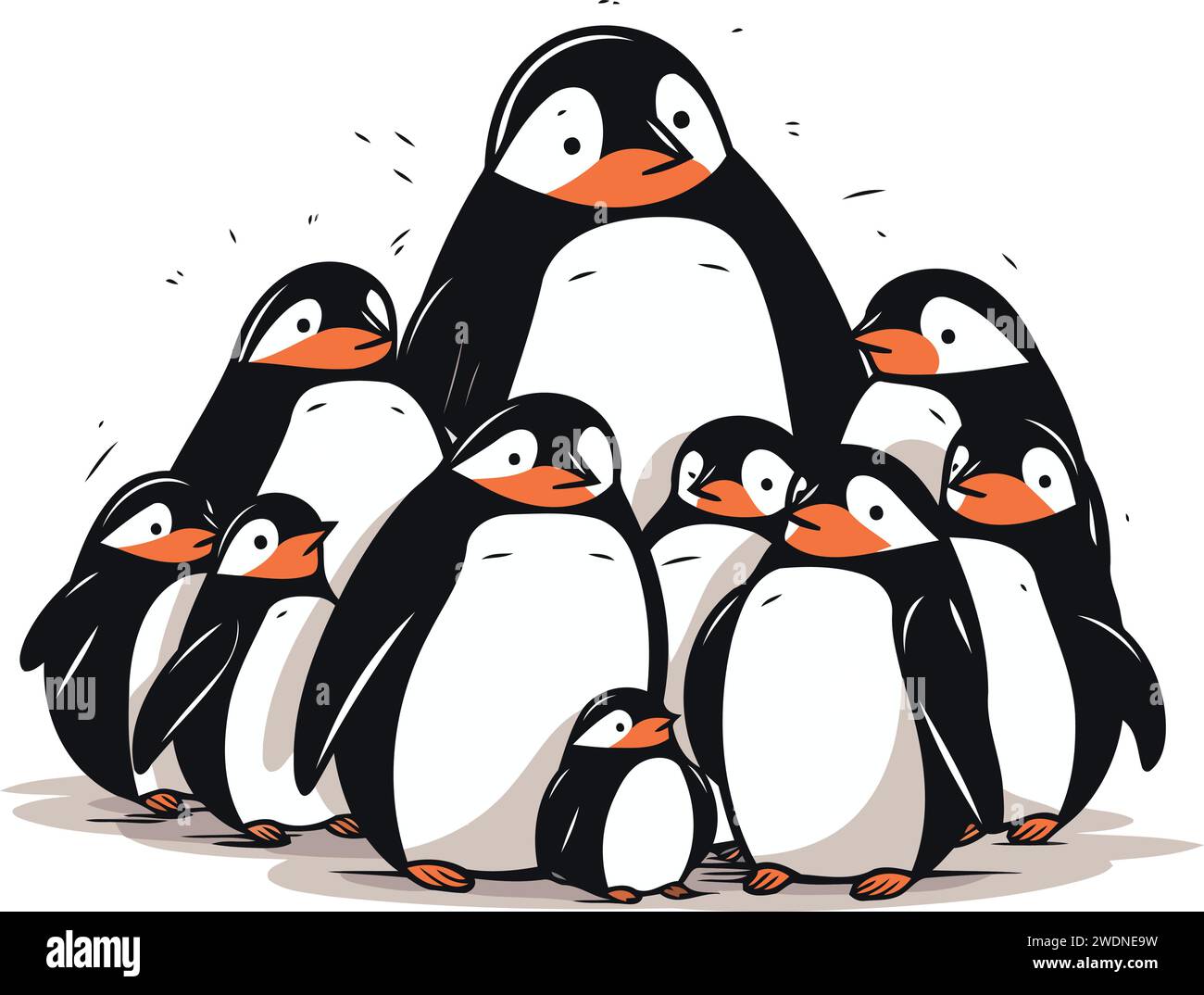 Penguin family. Vector illustration of a group of penguins Stock Vector