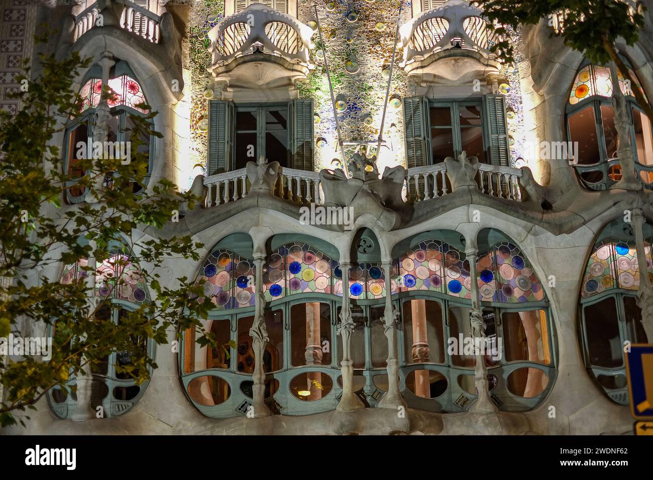 Casa Batlló by night, a famous building in Barcelona designed by Antoni ...
