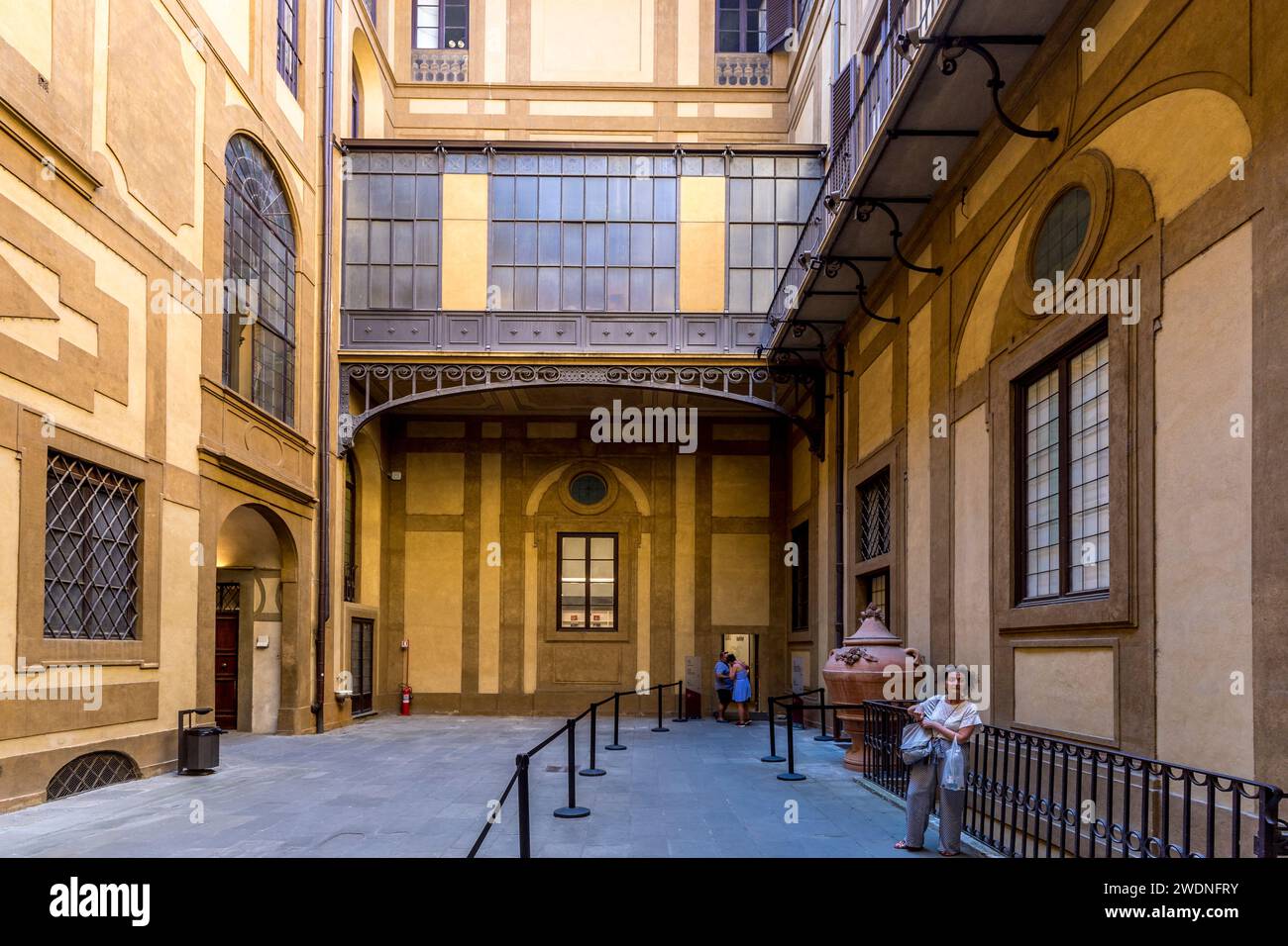 Florence, Italy - July 2023, 15: The courtyard of the Palazzo Medici Riccardi, designed by Michelozzo di Bartolomeo and built between 1444 and 1484 Stock Photo