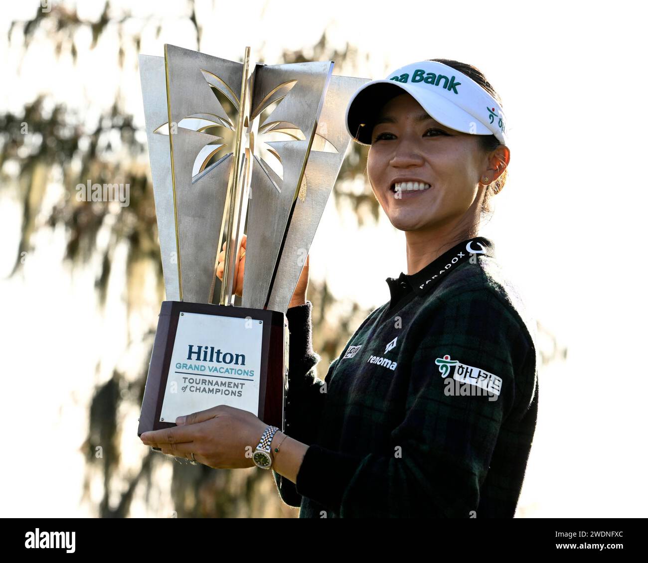 Orlando, Florida on Sunday, January 21, 2025. Lydia Ko holds her trophy