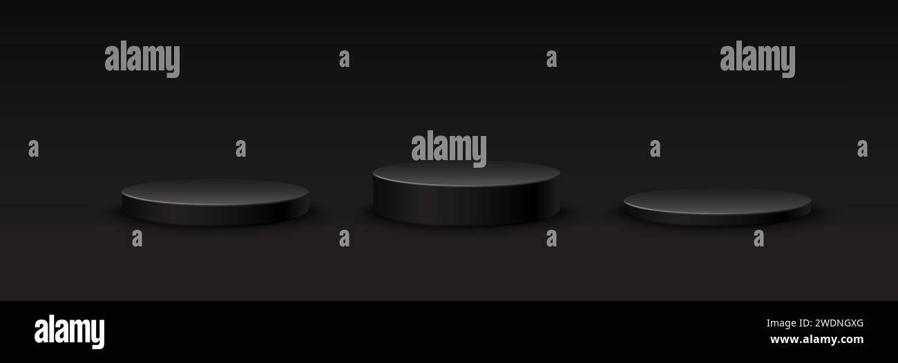 Set of realistic vector round stage on dark background Stock Vector ...