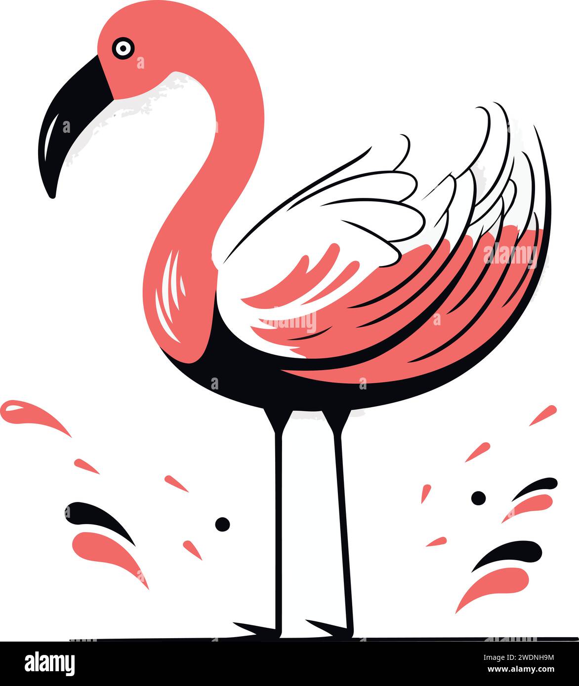 Flamingo bird vector illustration. Hand drawn flamingo bird Stock ...