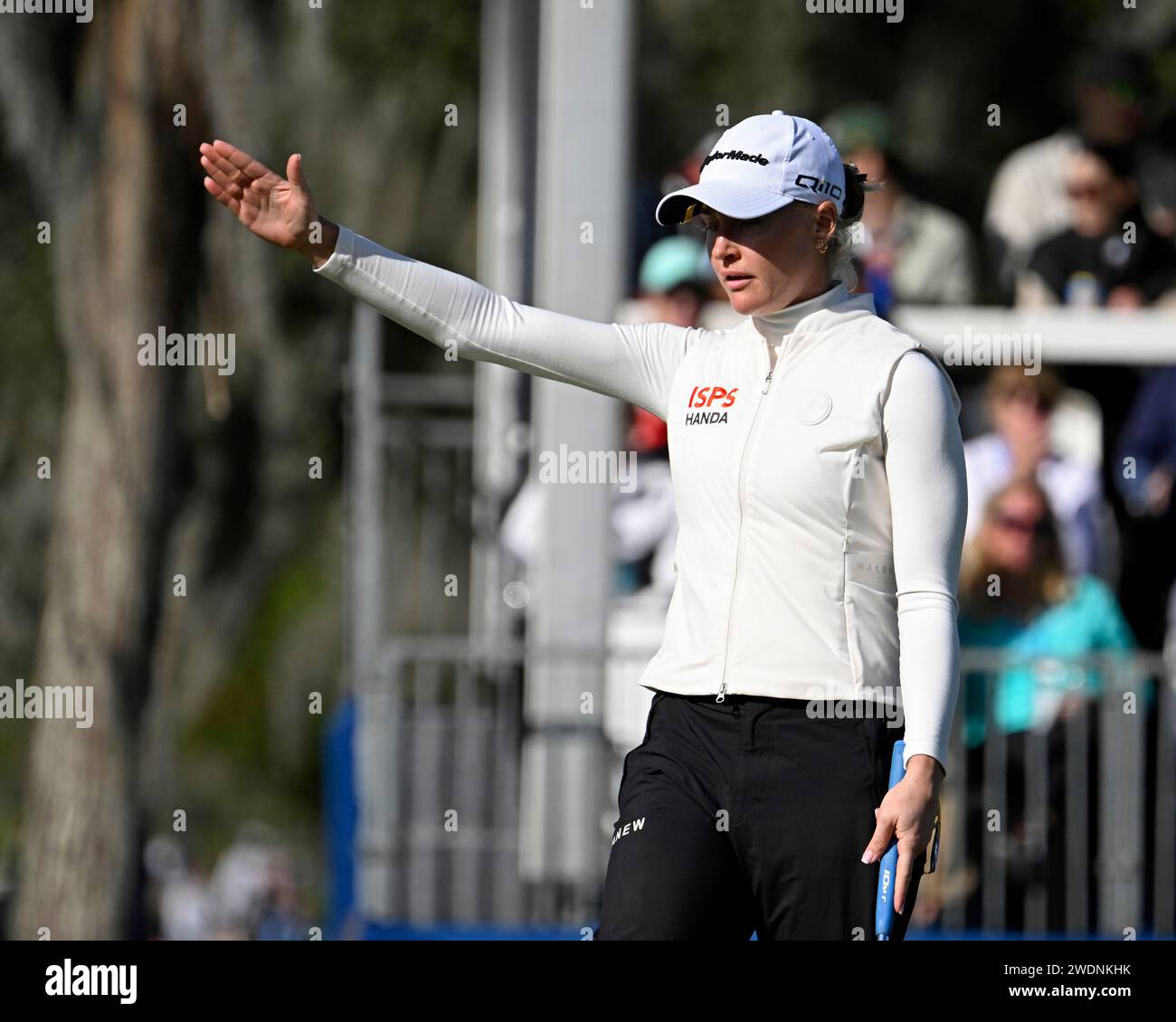 Orlando, Florida on Sunday, January 21, 2025. Charley Hull reacts after
