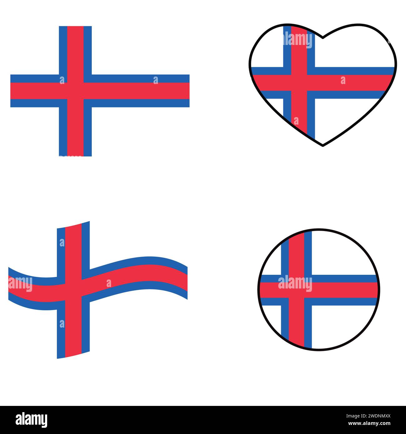 Faroe Islands flag icon. Waving flag of Faroe Islands. Heart Faroe ...