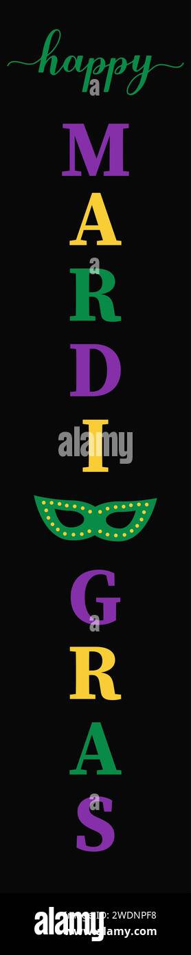 Mardi Gras welcome sign. Vertical porch decorations. Vector template ...